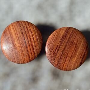VINTAGE Wooden Circular Screw-back Earrings